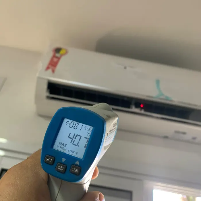 Medição da temperatura do ar depois da instalação